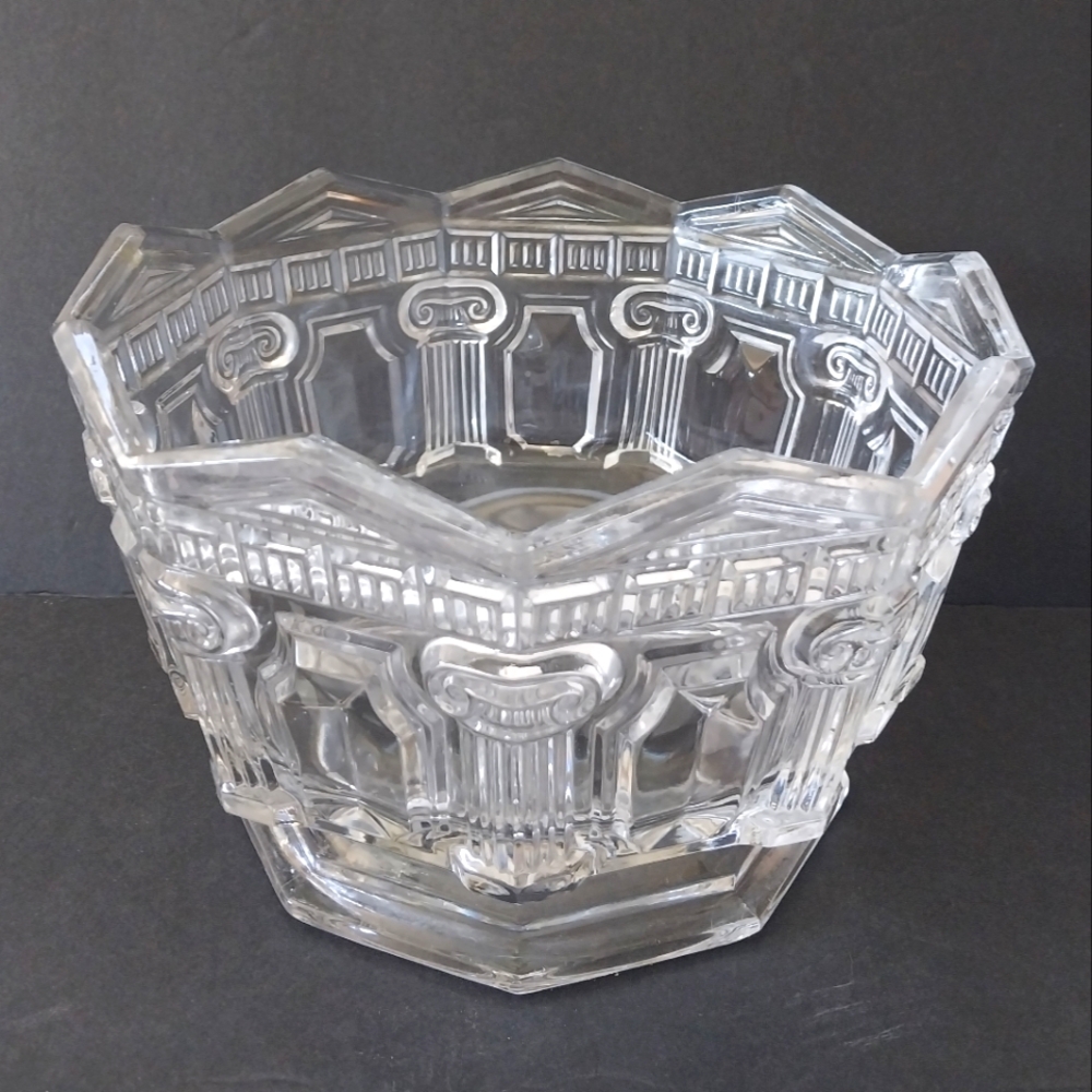 🤑🤑Irena Crystal Centerpiece Pedestal Bowl Greek Columns Art Deco  Poland